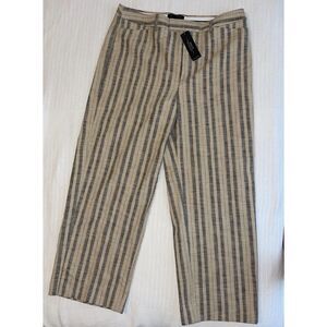 NWT Banana Republic Women's Tan Twill Stripe Straight Leg Trouser Pants Retro 14
